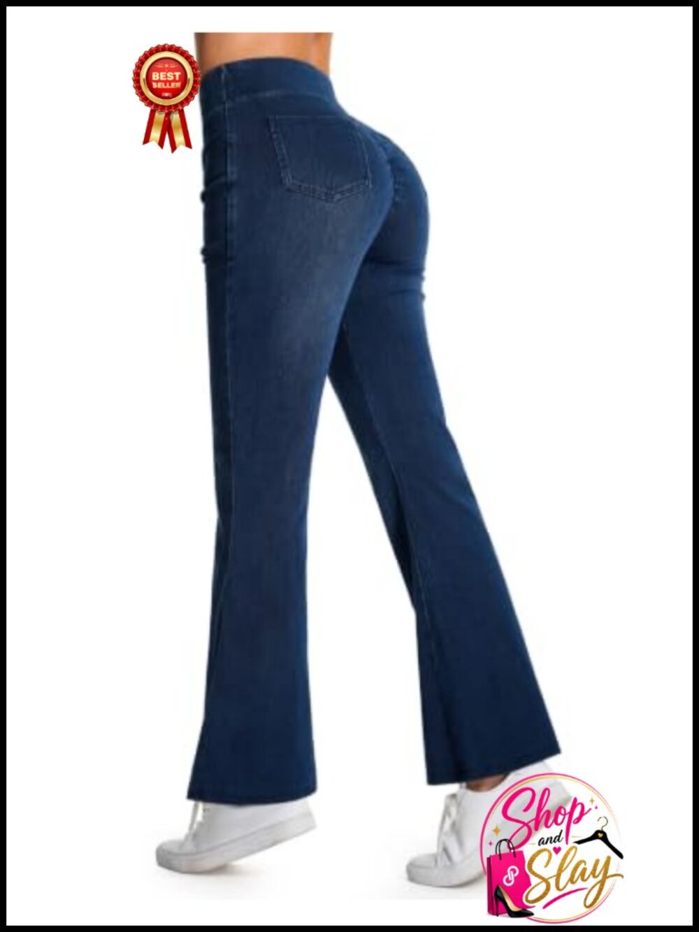 Women's Booty Lifting Flare Jeans High Waist Pull On Stretchy Denim Jeggings